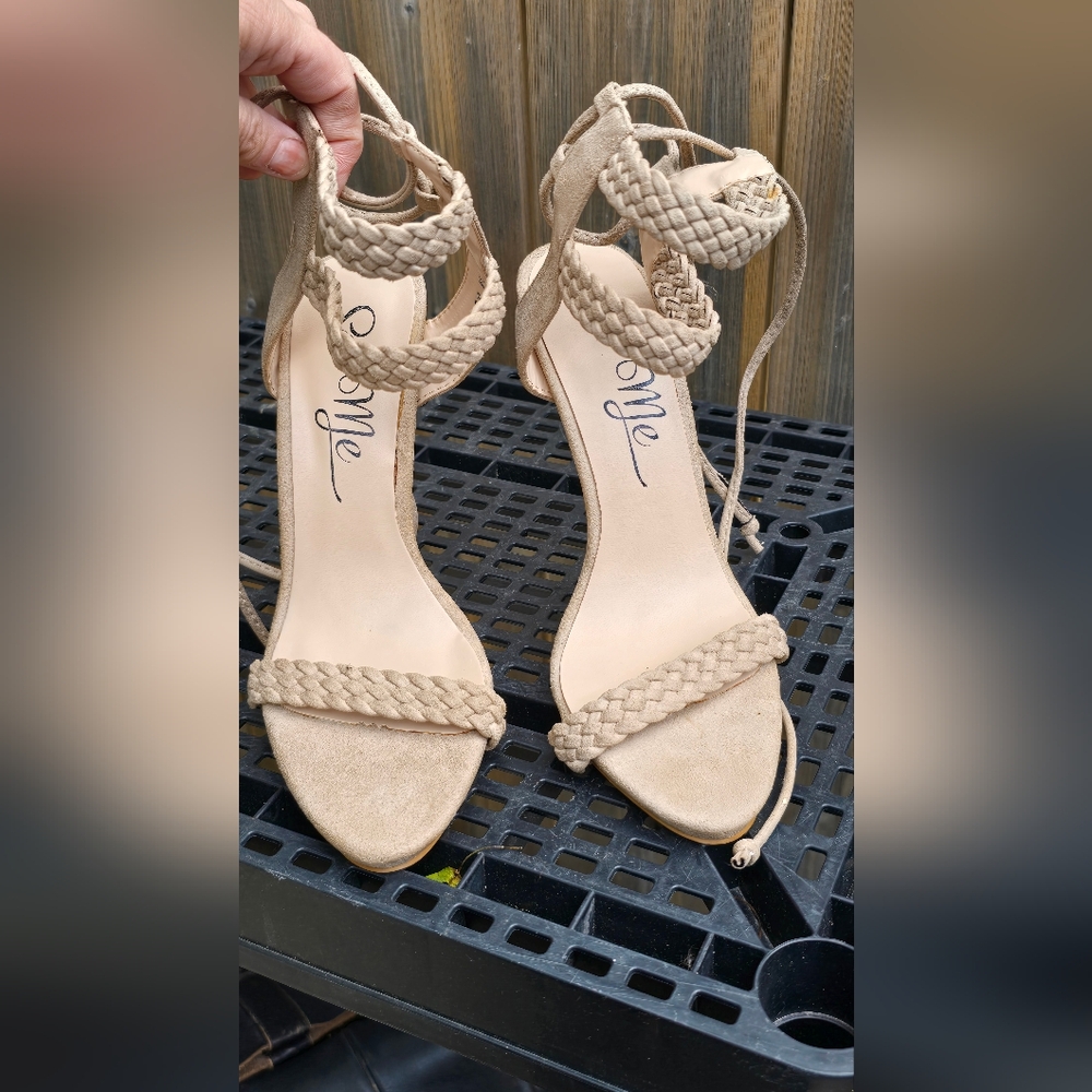 Elegant Beige Braided Sandals